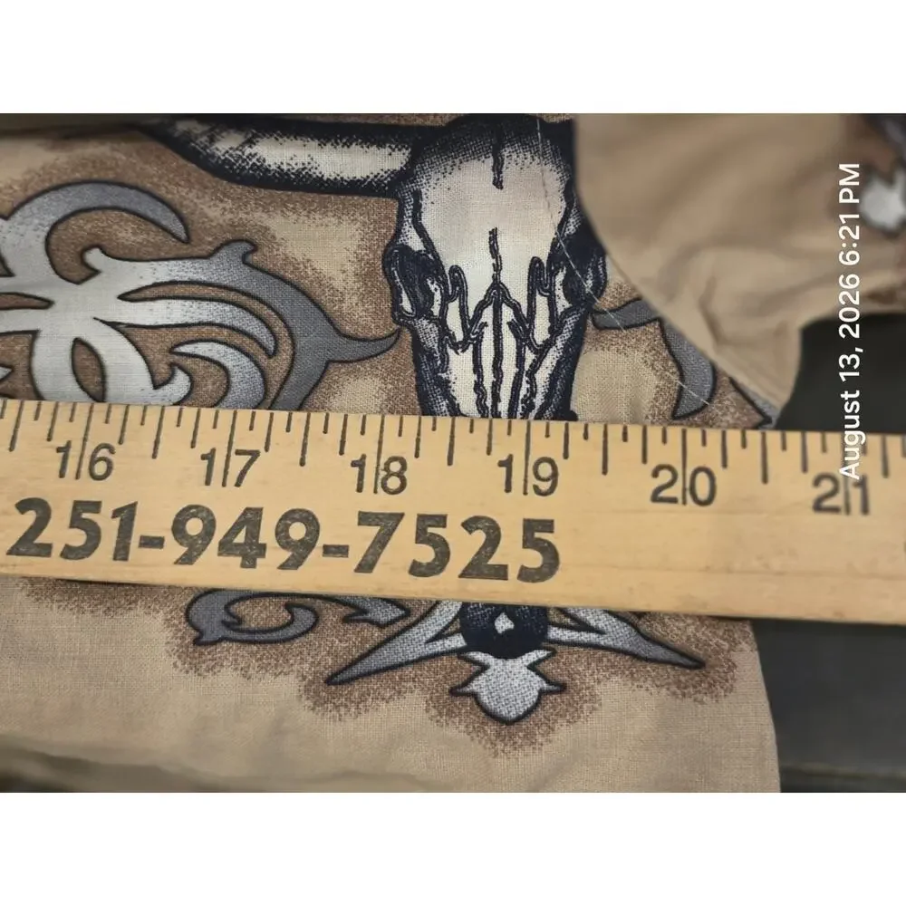 Panhandle Slim Boys XL 18 Western Shirt Longhorn Skull Pearl Snap NWT Tan